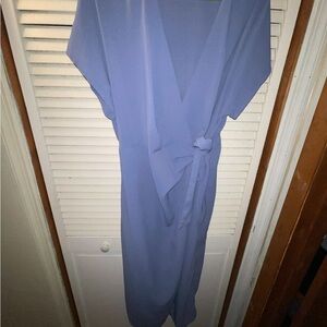 Elegant Blue Wrap Wedding Dress